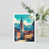 Feldkirch Austria Vintage Illustration Postkarte (Stehend Vorderseite)