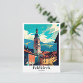 Feldkirch Austria Vintage Travel Illustration Postkarte (Stehend Vorderseite)