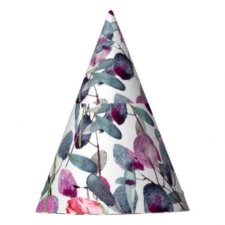 Feldkräuter Rosenknospe Aquarellmuster Partyhütchen