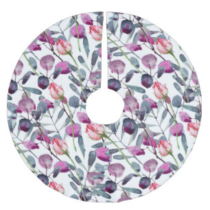 Feldkräuter Rosenknospe Aquarellmuster Polyester Weihnachtsbaumdecke
