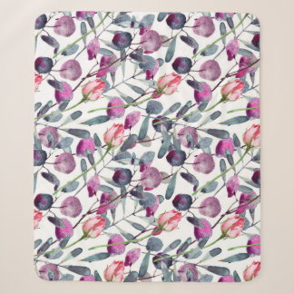Feldkräuter Rosenknospe Aquarellmuster Sherpadecke