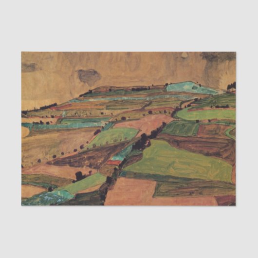 Feldlandschaft von Egon Schiele Seidenpapier (Vorderseite)