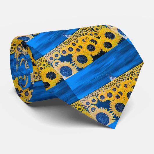 Feldmalerei auf Sonnenblumen von Alfred Fox Krawatte (Gerollt)