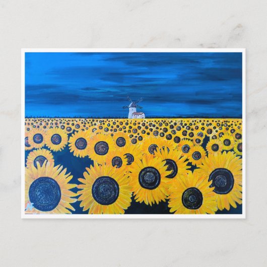 Feldmalerei auf Sonnenblumen von Alfred Fox Postkarte (Vorderseite)