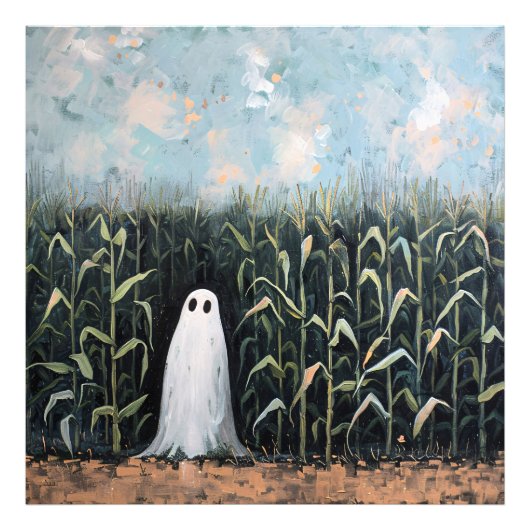 Feldmalerei mit Whimsical Ghost-Mais Fotodruck (Vorne)