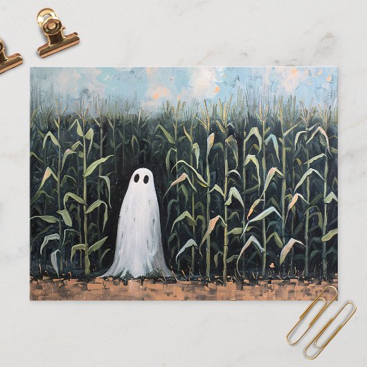 Feldmalerei mit Whimsical Ghost-Mais Postkarte