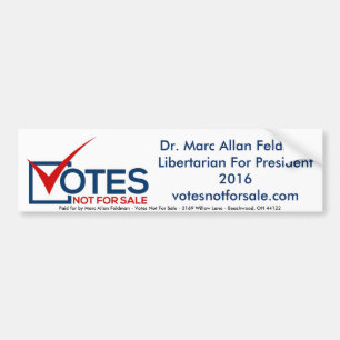 Feldman für Präsidenten - Liberalist 2016 Autoaufkleber