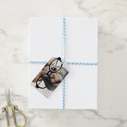 Feldmaus mit Brillen Geschenkanhänger (Mit Garn)