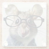 Feldmaus mit Brillen Glasuntersetzer (Rückseite)