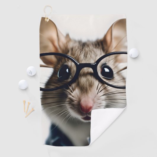 Feldmaus mit Brillen Golfhandtuch (Insitu)