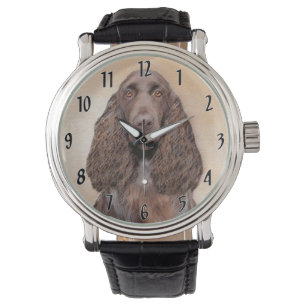 Feldspanelmalerei - Niedliche Original-Hundekunst Armbanduhr