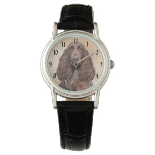Feldspanelmalerei - Niedliche Original-Hundekunst Armbanduhr