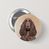 Feldspanelmalerei - Niedliche Original-Hundekunst Button (Vorne & Hinten)