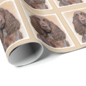Feldspanelmalerei - Niedliche Original-Hundekunst Geschenkpapier (Rolleneckpunkt)