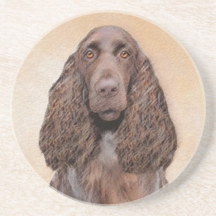 Feldspanelmalerei - Niedliche Original-Hundekunst Getränkeuntersetzer