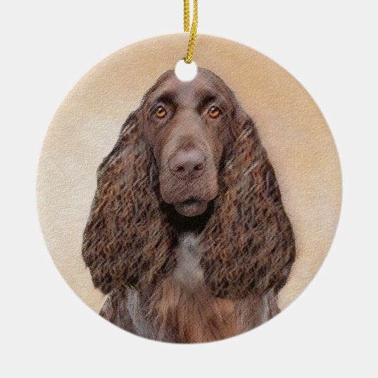 Feldspanelmalerei - Niedliche Original-Hundekunst Keramik Ornament (Vorne)