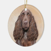 Feldspanelmalerei - Niedliche Original-Hundekunst Keramik Ornament (Links)