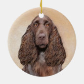 Feldspanelmalerei - Niedliche Original-Hundekunst Keramik Ornament (Hinten)