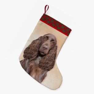 Feldspanelmalerei - Niedliche Original-Hundekunst Kleiner Weihnachtsstrumpf