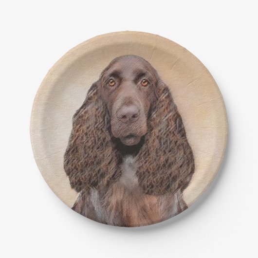 Feldspanelmalerei - Niedliche Original-Hundekunst Pappteller (Vorderseite)
