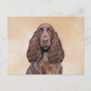 Feldspanelmalerei - Niedliche Original-Hundekunst Postkarte