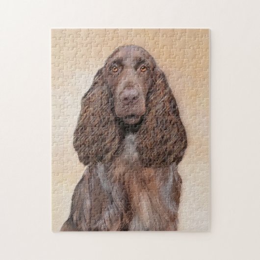 Feldspanelmalerei - Niedliche Original-Hundekunst Puzzle (Vertikal)