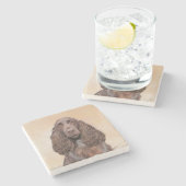 Feldspanelmalerei - Niedliche Original-Hundekunst Steinuntersetzer (Seitenansicht)