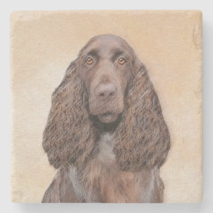 Feldspanelmalerei - Niedliche Original-Hundekunst Steinuntersetzer