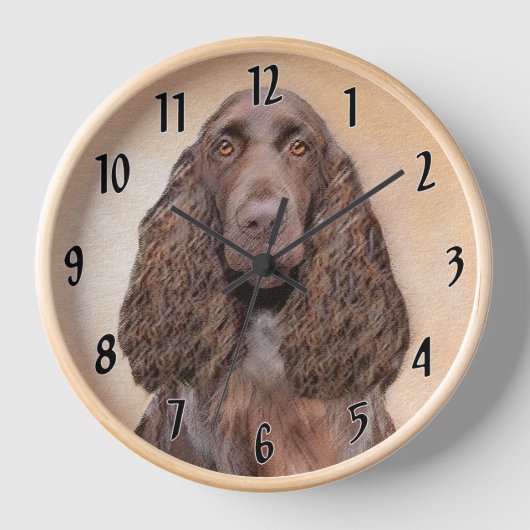Feldspanelmalerei - Niedliche Original-Hundekunst Uhr (Vorderseite)