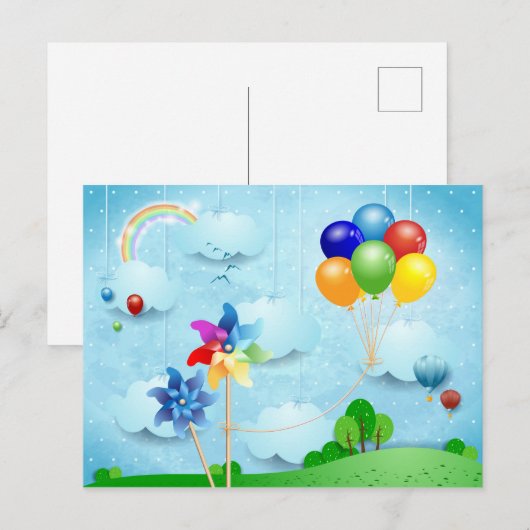 Felgen und Ballons Postkarte (Vorne/Hinten)