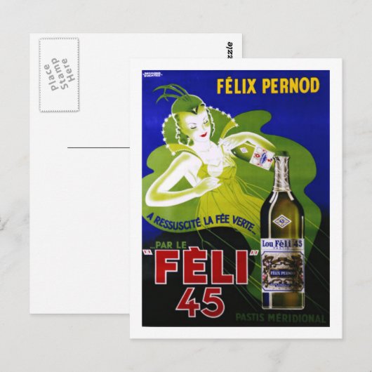 FELI 45 ABSINTHE POSTKARTE (Vorne/Hinten)