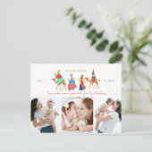 Felices Fiestas | Navdad | Baumstämme | 3 Fotos Postkarte (Stehend Vorderseite)