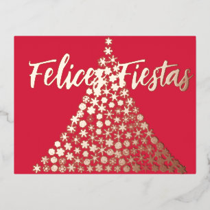 Felices Fiestas Script Holiday Postcard Folie Einladungspostkarte