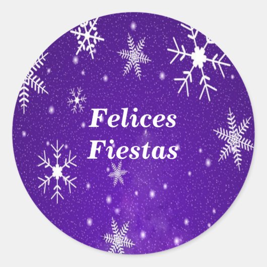 Felices Fiestas Snowflakes Blue Round Stickers (Vorderseite)