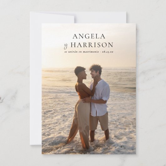 Felices Para Siempre Invitación de Boda Elegante Einladung (Rückseite)