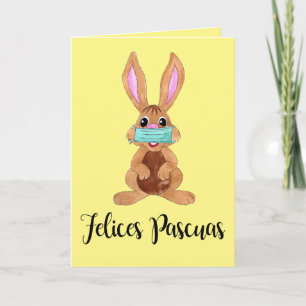 Felices Pascuals Spanisches Osterfest maskiert Bun Feiertagskarte