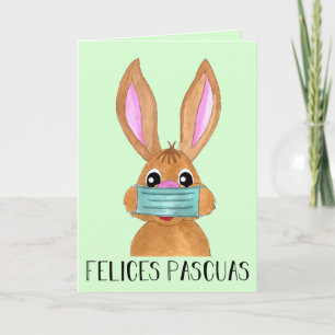 Felices Pascuals Spanisches Osterfest maskiert Bun Feiertagskarte