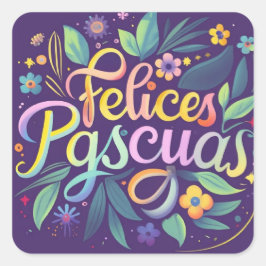 Felices Pascuas en Flor Quadratischer Aufkleber
