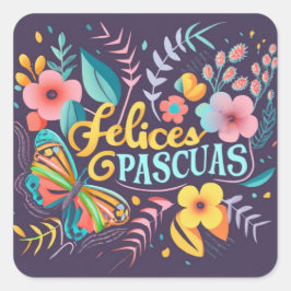 Felices Pascuas en un mundo de encanto Quadratischer Aufkleber
