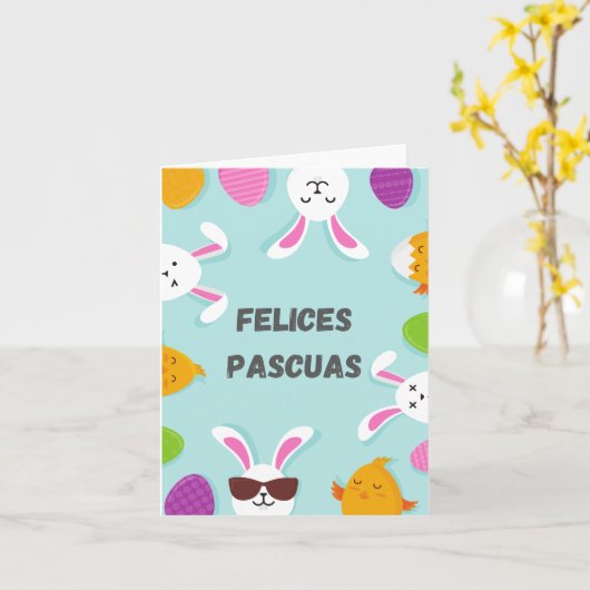 Felices Pascuas, Spanisch Happy Oaster Karte (Gelbe Blume)