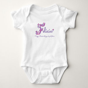 Felicia Mädchenname & Bedeutung F-Monogramm Kunst Baby Strampler