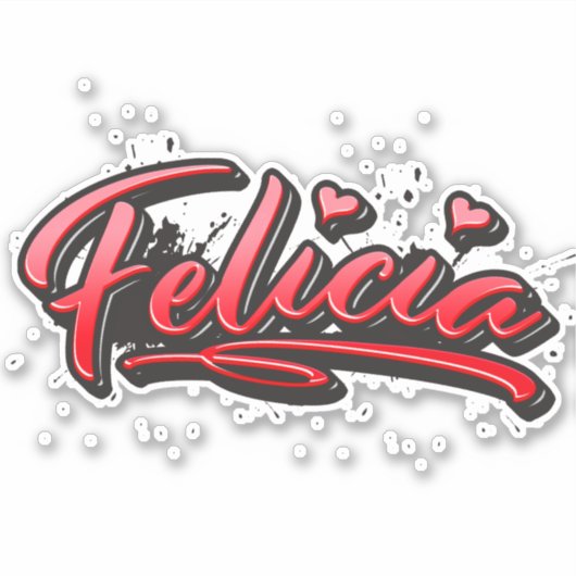 Felicia red Heart Graffiti Aufkleber Sticker (Vorderseite)