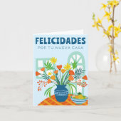 FELICIDADES GRATULATIONEN NEUE ZUHAUSE Blume Vase Karte (Gelbe Blume)