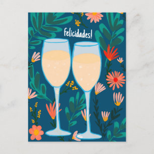 Felicidades Sparkling Wein Champagner Blumenkohl Postkarte