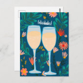 Felicidades Sparkling Wein Champagner Blumenkohl Postkarte (Vorne/Hinten)