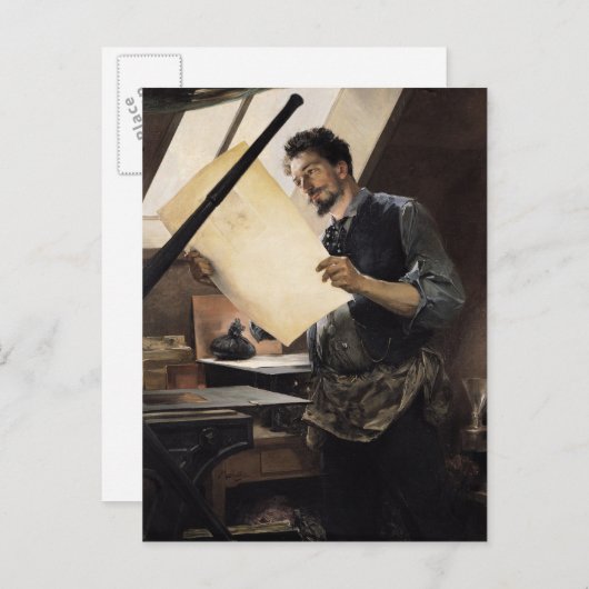 Felicien Rops in seinem Studio Postkarte (Vorne/Hinten)