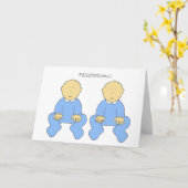 Félicitations Gratulation French Twin Boys Karte (Gelbe Blume)