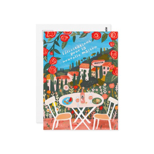 Felicitations Nouvelle Maison Landschaft Aussicht Postkarte (Vorderseite/Rückseite Beispiel)