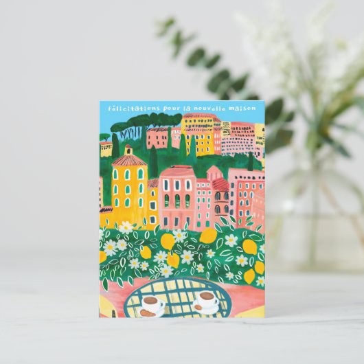 Felicitations pour Nouvelle Maison City Views Art Postkarte (Stehend Vorderseite)