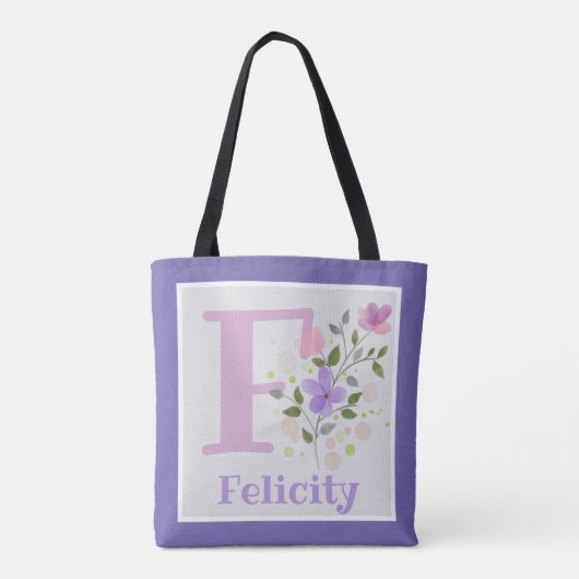 Felicity erste Initial Plus Name mit Blume Tasche (Rückseite)